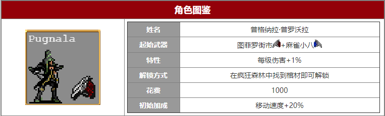 吸血鬼幸存者普格纳拉角色介绍