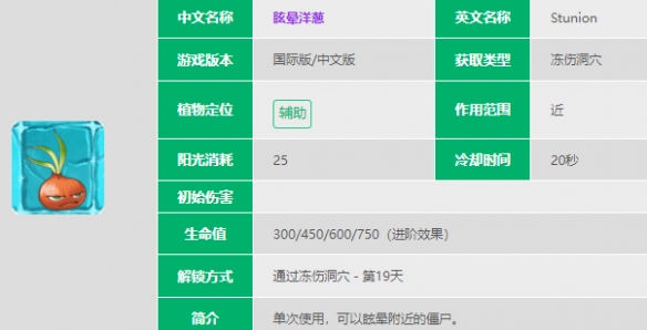 植物大战僵尸2眩晕洋葱介绍
